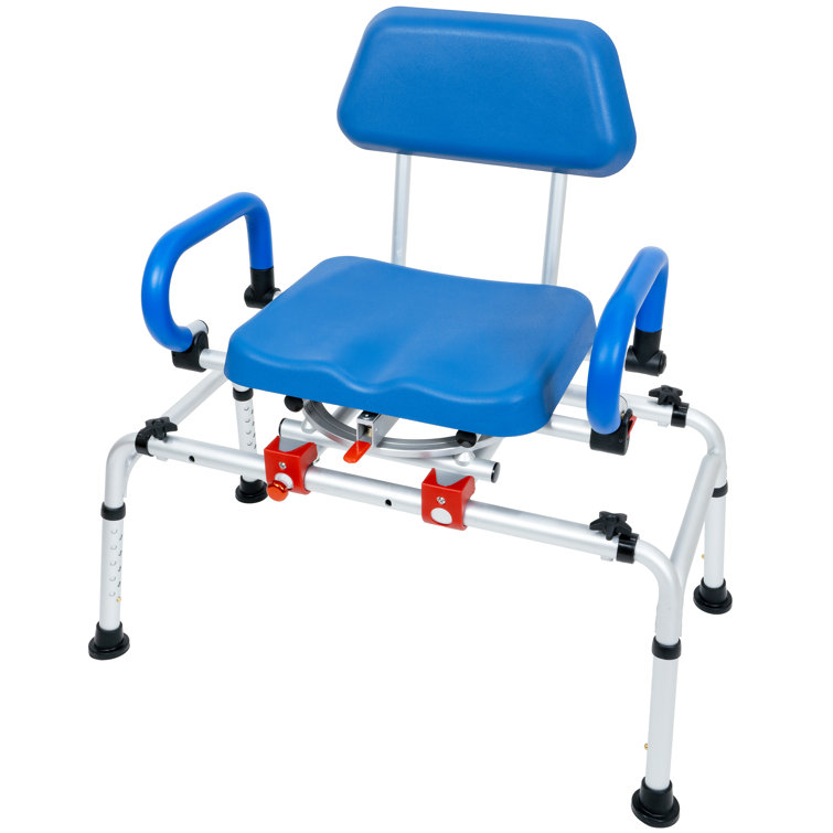 Blue Adjustable Plastic Tub Transfer Bench with Swivel Seat