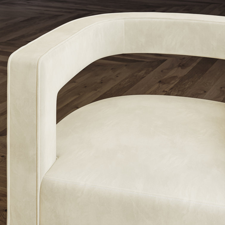 Ivory Velvet Swivel Barrel Accent Chair with Gold Base
