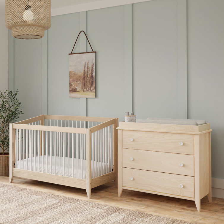 Washed Natural and White Pine 4-in-1 Convertible Crib