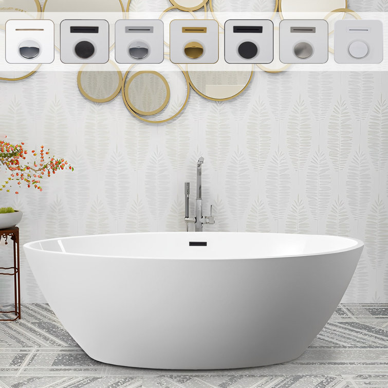 68.5" White Acrylic Freestanding Soaking Bathtub