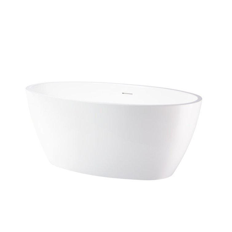 Modern White Acrylic Freestanding Soaking Bathtub with Overflow