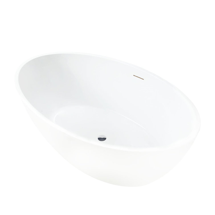 Modern White Acrylic Freestanding Soaking Bathtub with Overflow