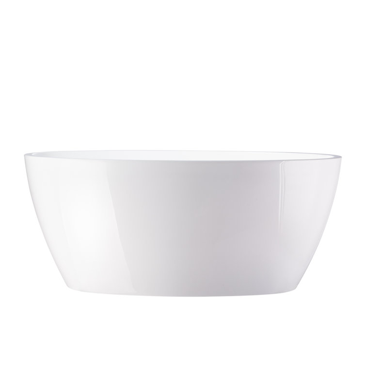 White Acrylic Freestanding Soaking Bathtub with Chrome Drain