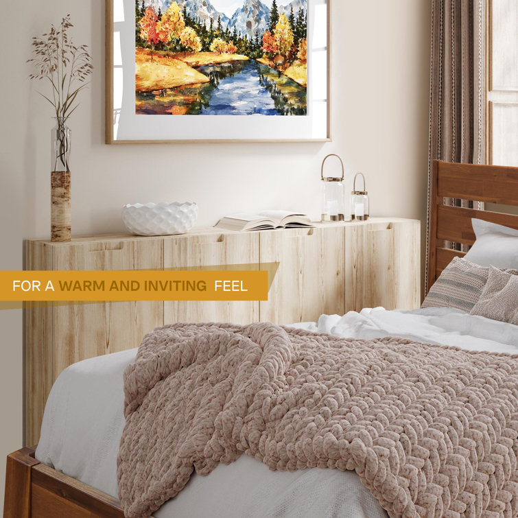 Walnut Queen Solid Wood Platform Bed with Headboard