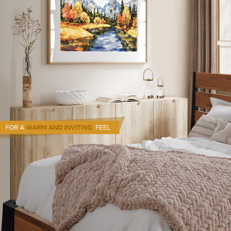 Queen Acacia Wood Platform Bed Frame with Headboard