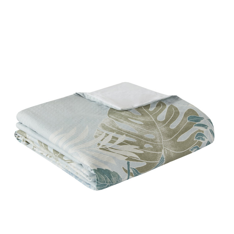 Blue Tropical Cotton 5-Piece Full/Queen Duvet Cover Set