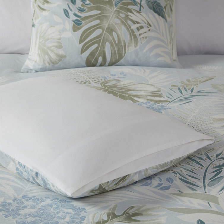 Blue Tropical Cotton 5-Piece Full/Queen Duvet Cover Set