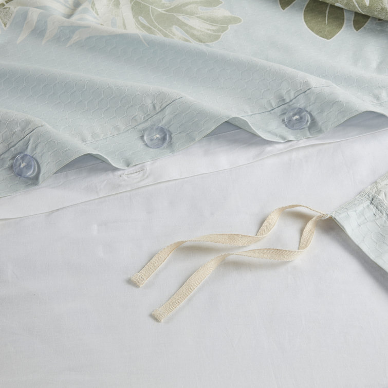 Blue Tropical Cotton 5-Piece Full/Queen Duvet Cover Set