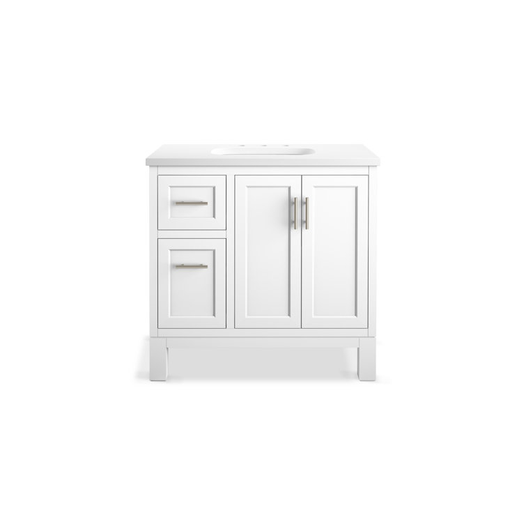 Quo 36" White Bathroom Vanity with Quartz Top
