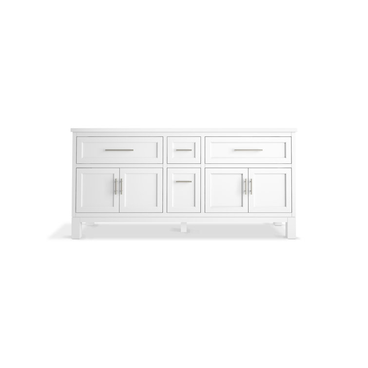 White Double Freestanding Bathroom Vanity with Quartz Top