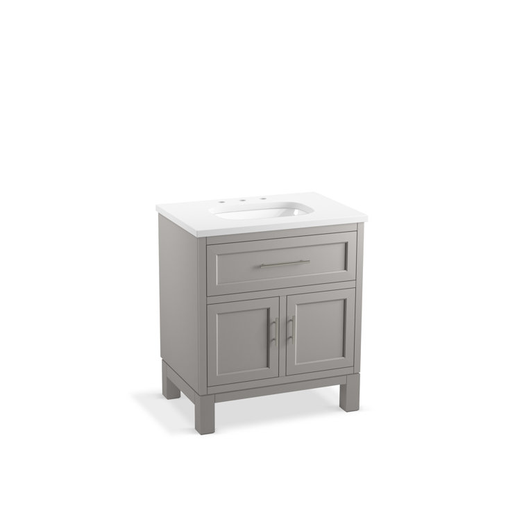 Quo 30" Mohair Grey Freestanding Bathroom Vanity with Quartz Top