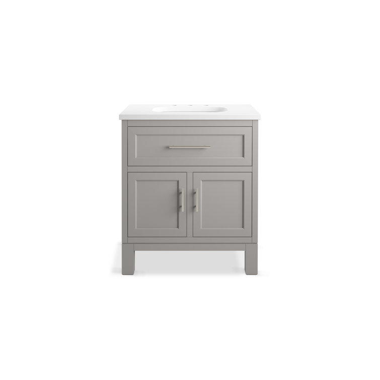 Quo 30" Mohair Grey Freestanding Bathroom Vanity with Quartz Top