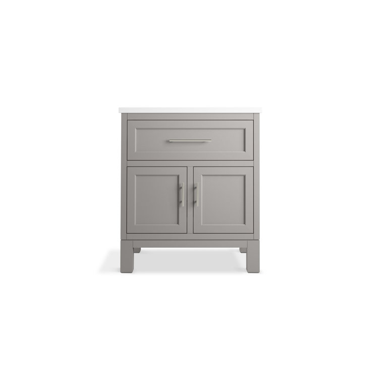 Quo 30" Mohair Grey Freestanding Bathroom Vanity with Quartz Top