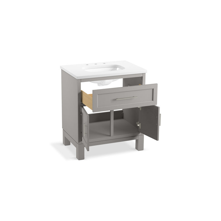 Quo 30" Mohair Grey Freestanding Bathroom Vanity with Quartz Top