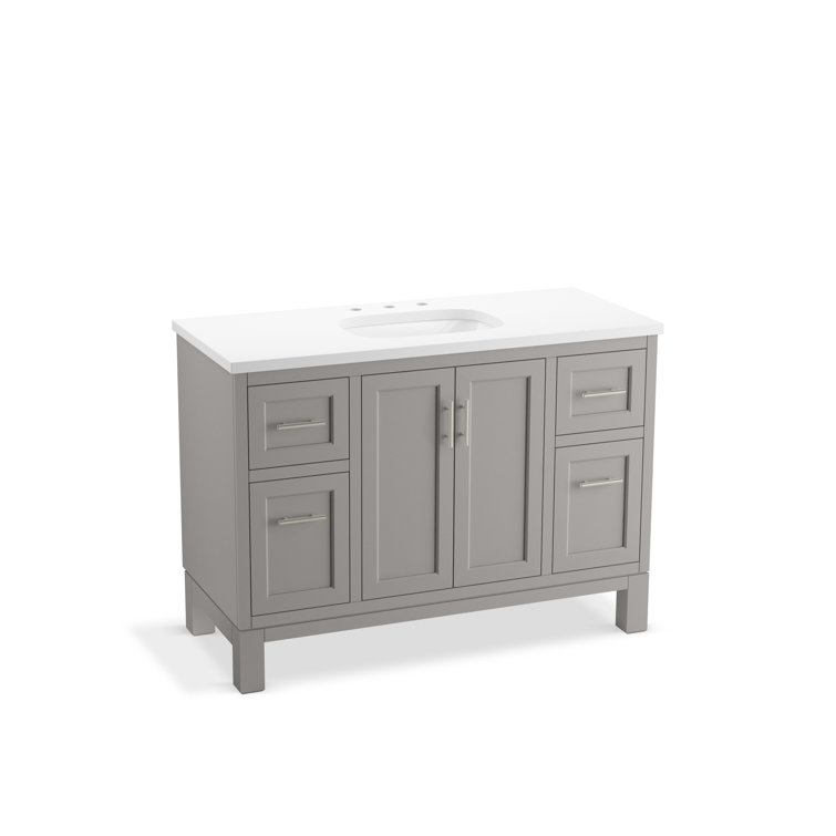 Quo 48'' Mohair Gray Bathroom Vanity with Quartz Top