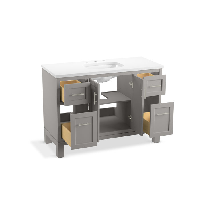 Quo 48'' Mohair Gray Bathroom Vanity with Quartz Top