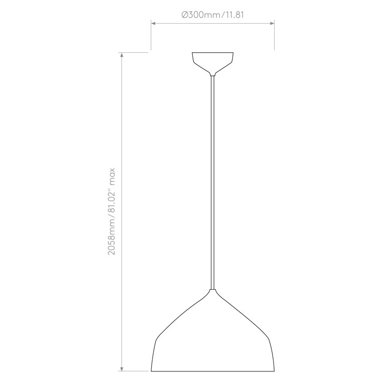Astro Modern Matt Black Cone Pendant Light 81"x11.81"