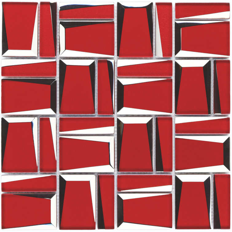 Kaur Red Polished Glass Mosaic Wall Tile