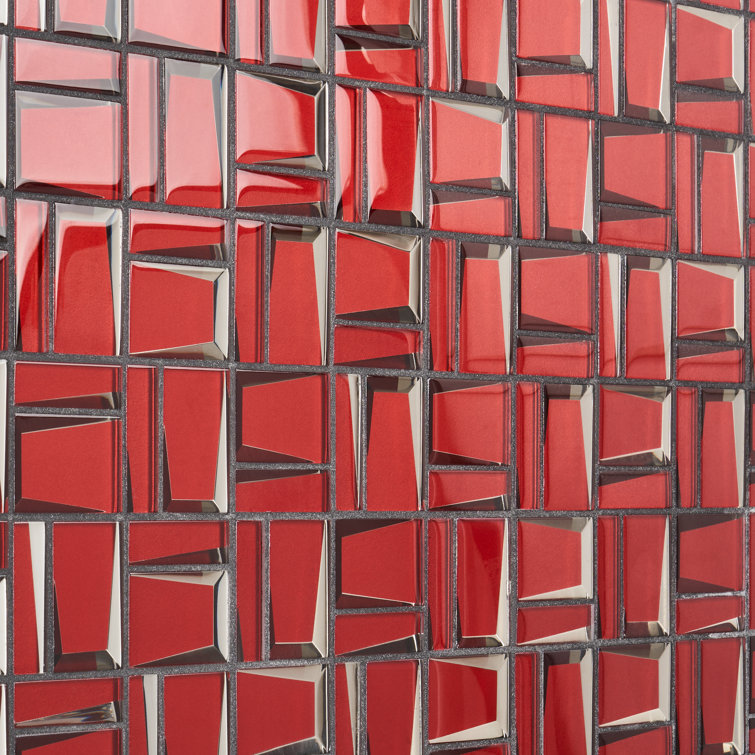 Kaur Red Polished Glass Mosaic Wall Tile