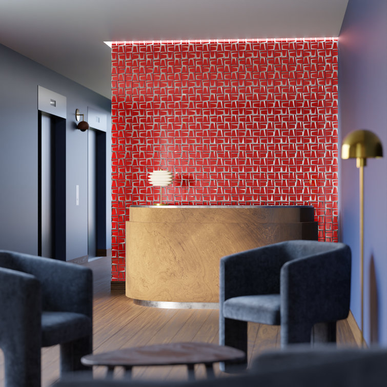 Kaur Red Polished Glass Mosaic Wall Tile