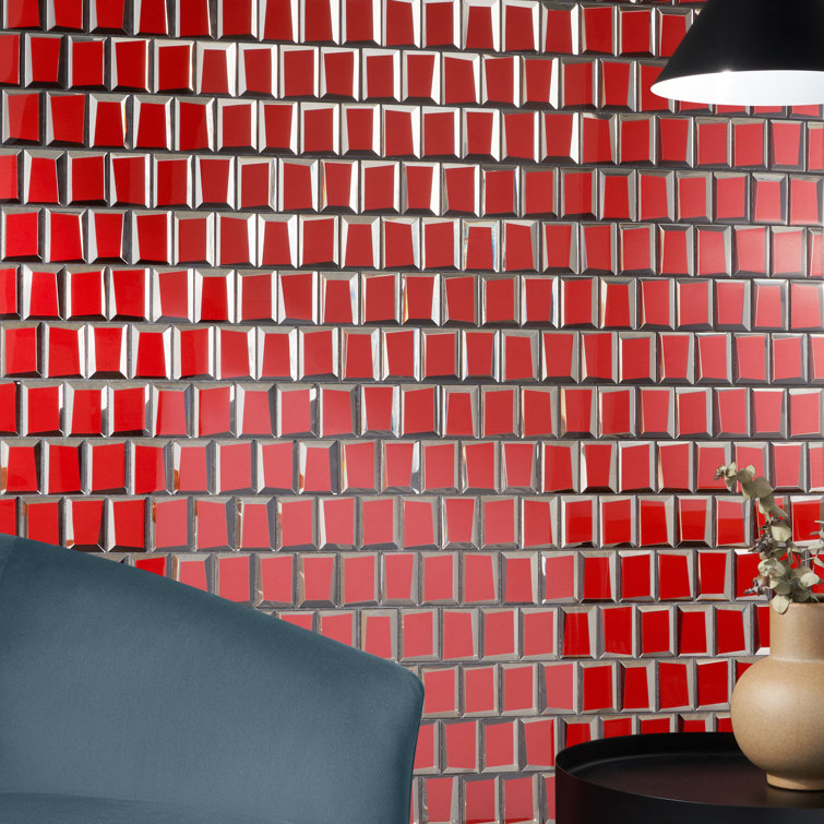 Kaur Red Polished Glass Mosaic Wall Tile