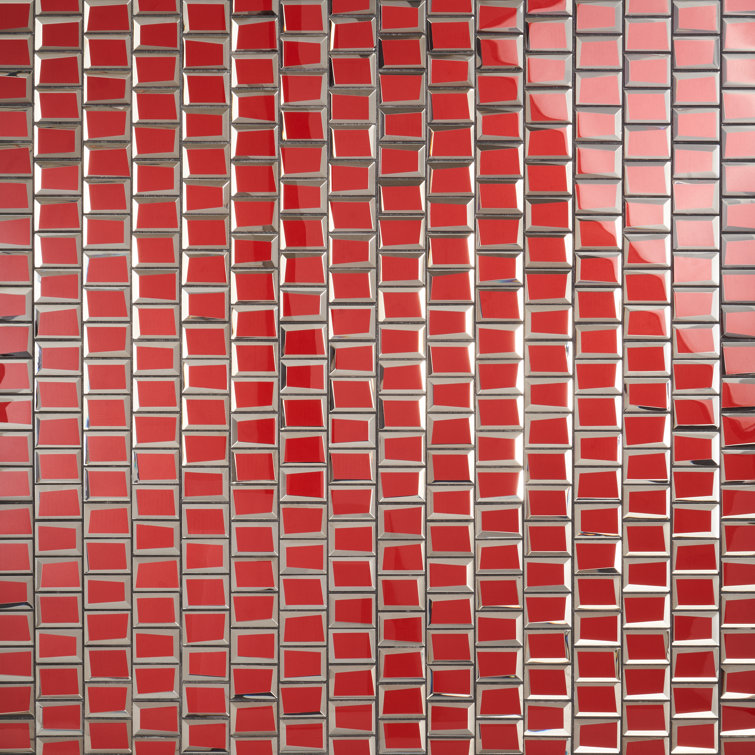 Kaur Red Polished Glass Mosaic Wall Tile