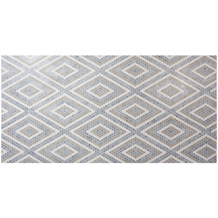 Hyperion Beige and Gray Marble Hexagon Mosaic Tile Sheet