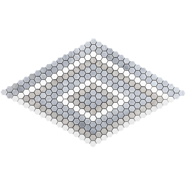 Hyperion Beige and Gray Marble Hexagon Mosaic Tile Sheet
