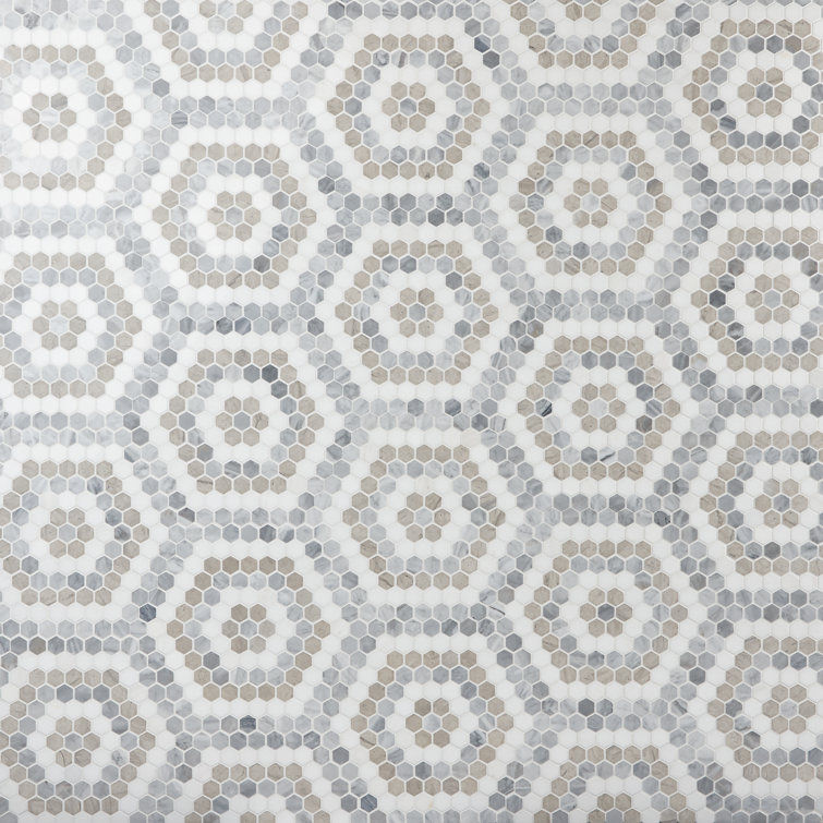 Hyperion Hexagon Polished Marble Mosaic Tile Sheet