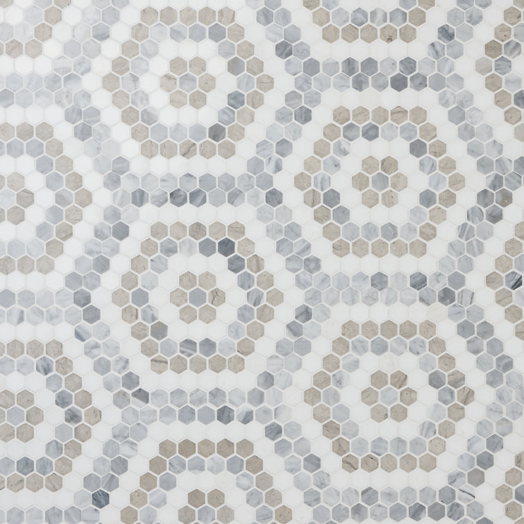 Hyperion Hexagon Polished Marble Mosaic Tile Sheet