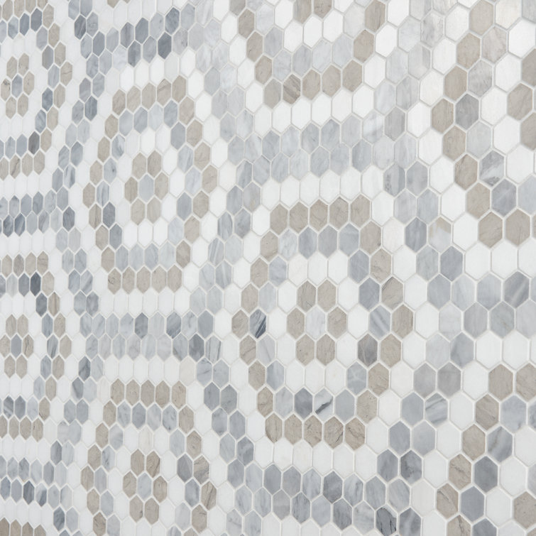 Hyperion Hexagon Polished Marble Mosaic Tile Sheet