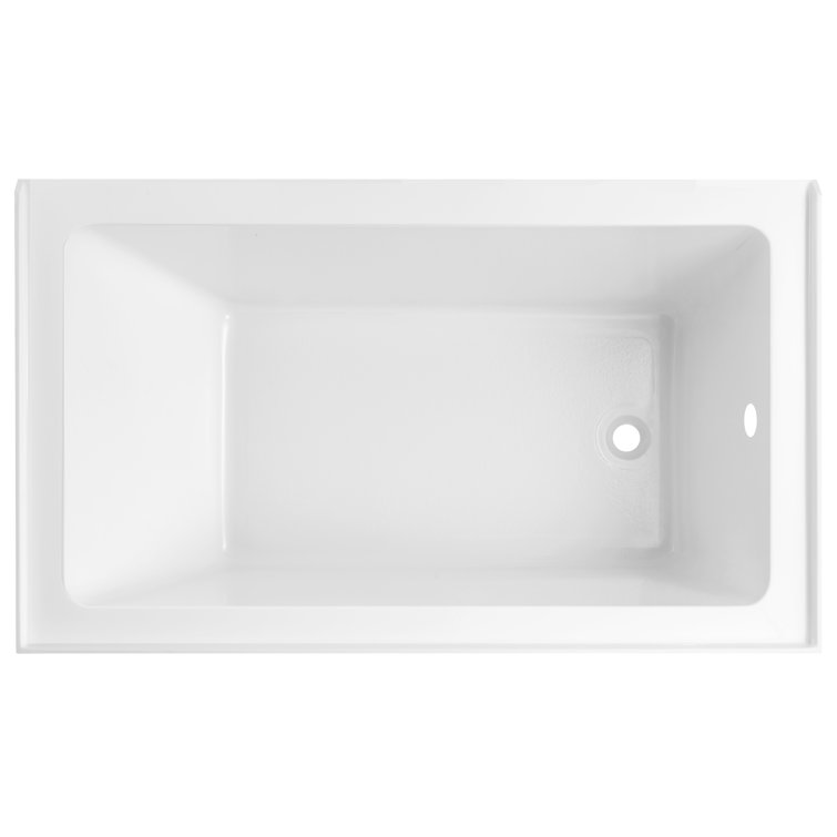 White Acrylic Alcove Soaking Bathtub with Right Drain