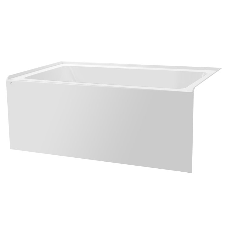 White Acrylic Alcove Soaking Bathtub with Matte Black Drain