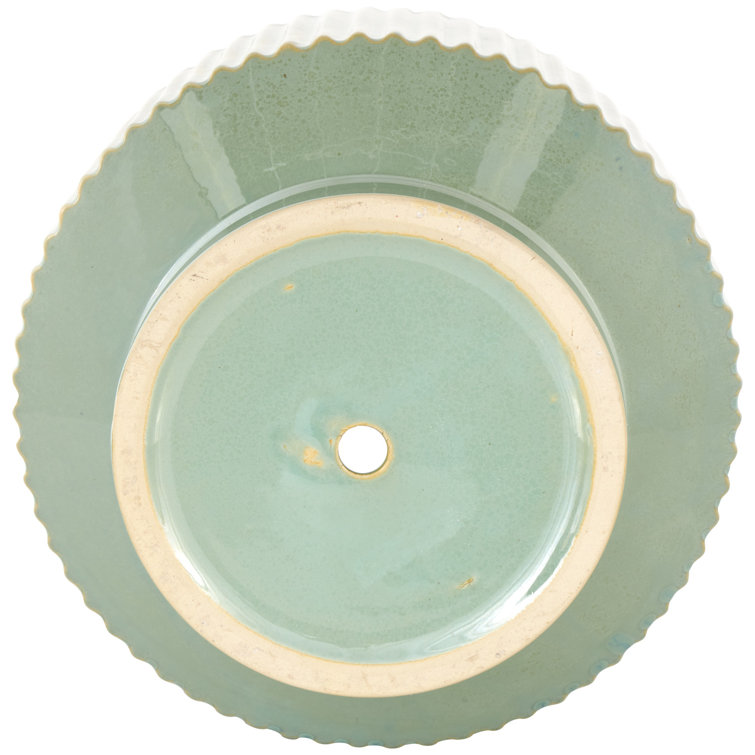 Green Ceramic Round Planter Set of 3