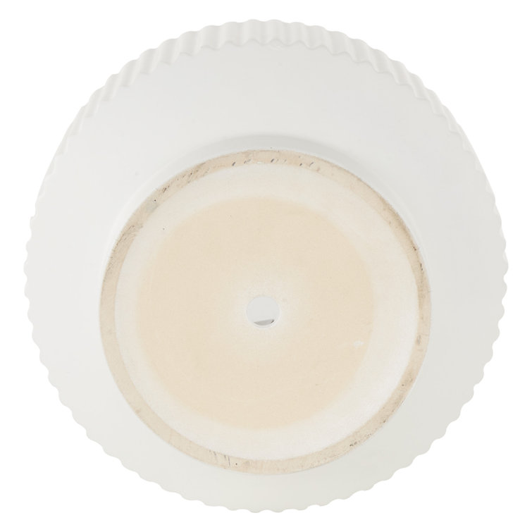 White Ribbed Ceramic 3-Piece Round Planter Set