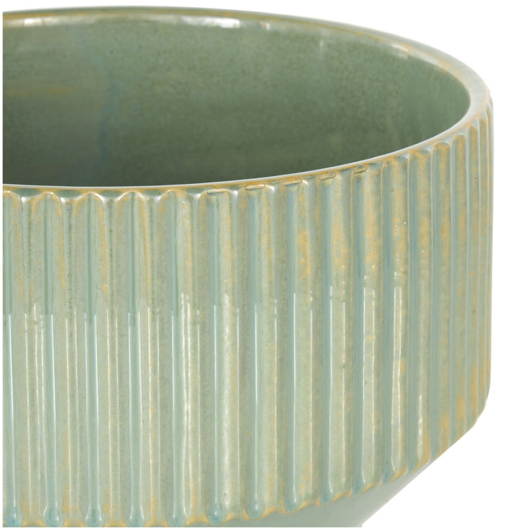 Green Ceramic Round Planter Set of 3
