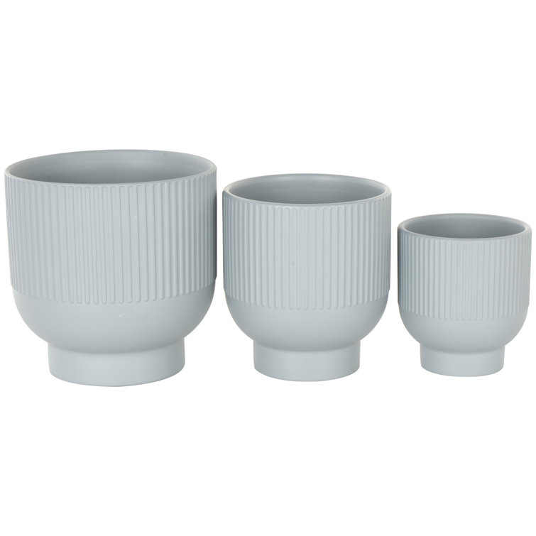 Aisa Blue Ceramic Round Planter Set of 3