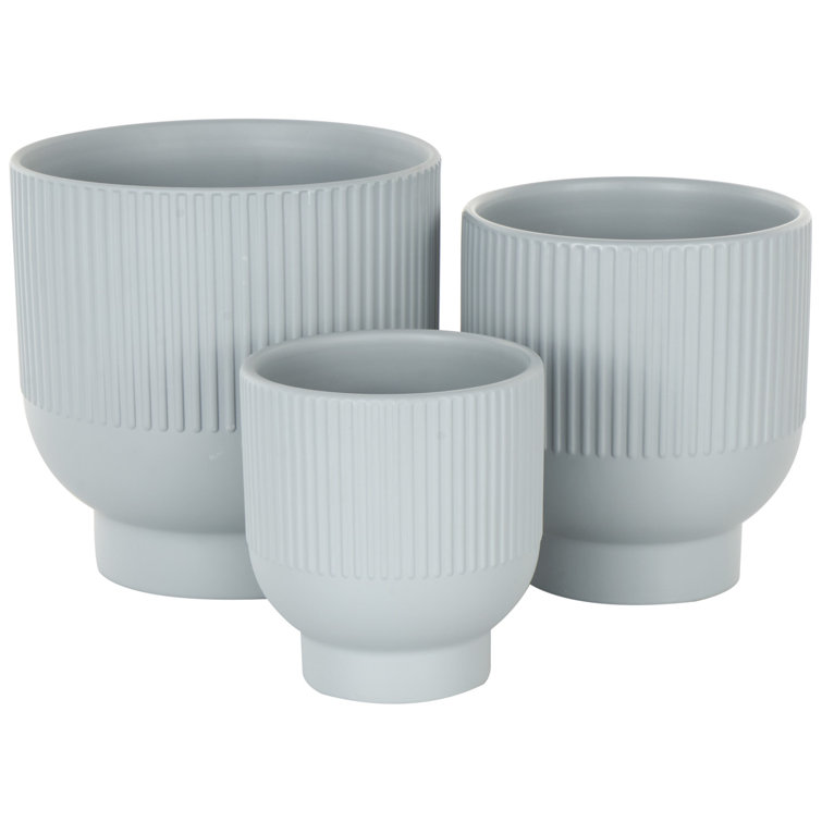 Aisa Blue Ceramic Round Planter Set of 3
