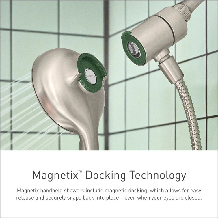 Chrome Dual Head Handheld Rain Shower with Magnetic Docking