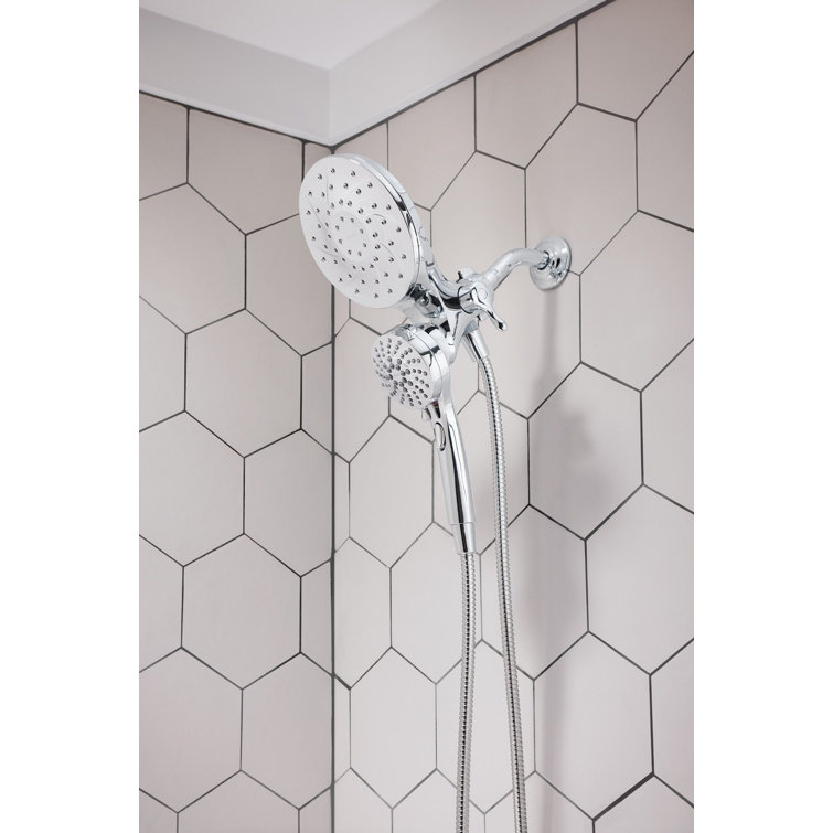 Chrome Dual Head Handheld Rain Shower with Magnetic Docking