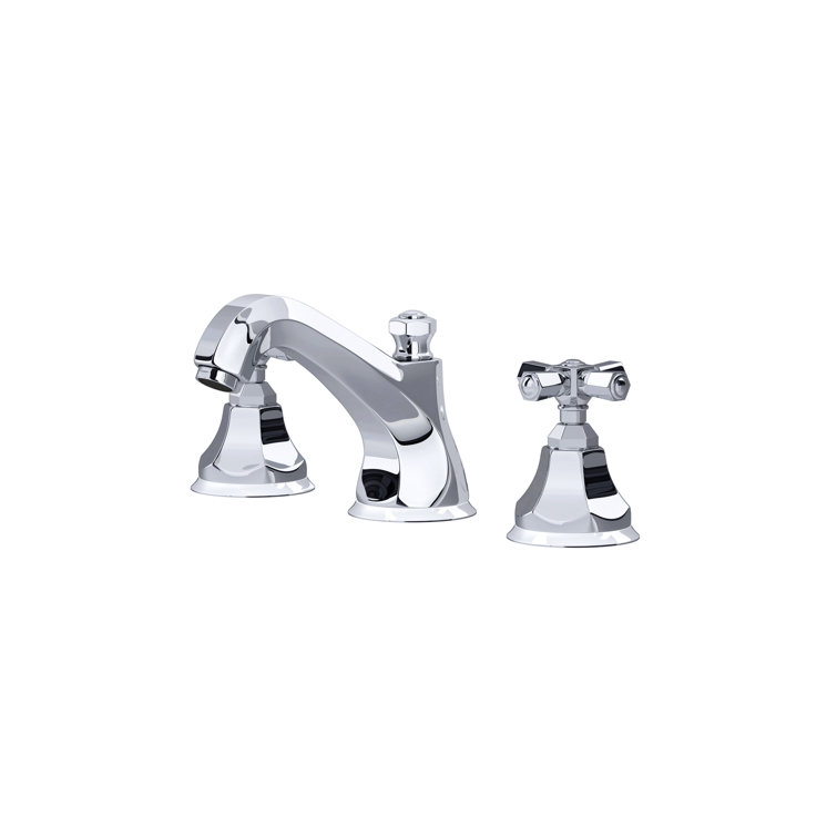 Elegant Polished Nickel 3-Hole Widespread Faucet with Crystal Handles
