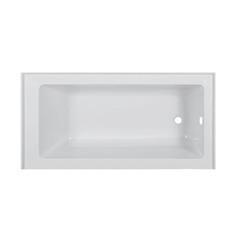 Glossy White Acrylic Alcove Soaking Bathtub with Apron Front