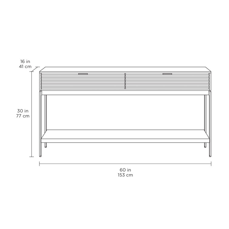 Cora 60'' Natural Walnut and Black Console Table with Storage
