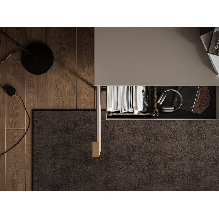 Stone and Brushed Brass 80'' MDF and Glass Sideboard