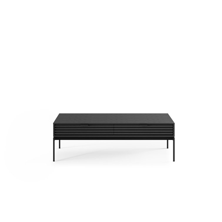 Ebonized Ash and Black Rectangular Coffee Table with Storage