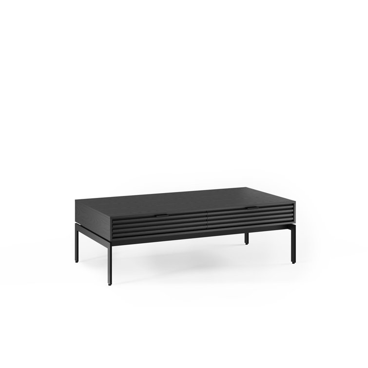 Ebonized Ash and Black Rectangular Coffee Table with Storage