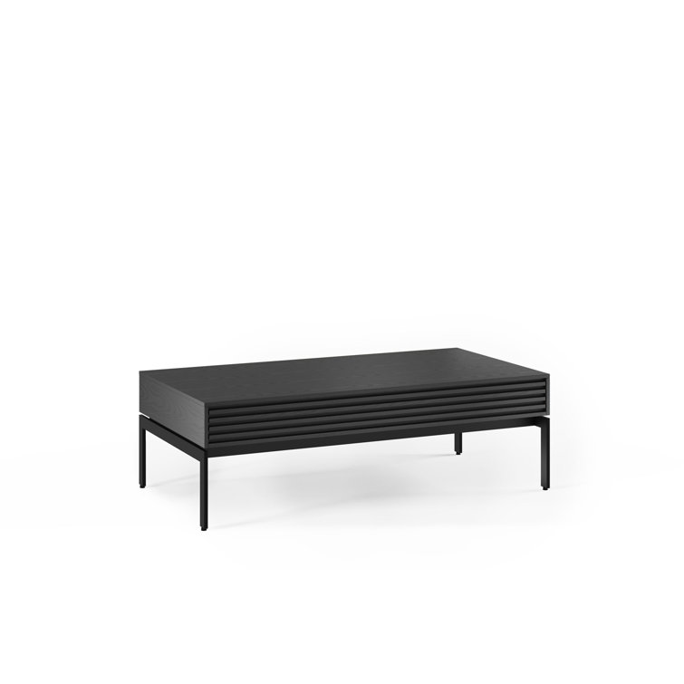 Ebonized Ash and Black Rectangular Coffee Table with Storage