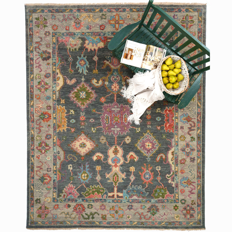 Hand-Knotted Dark Gray Multi Wool Area Rug
