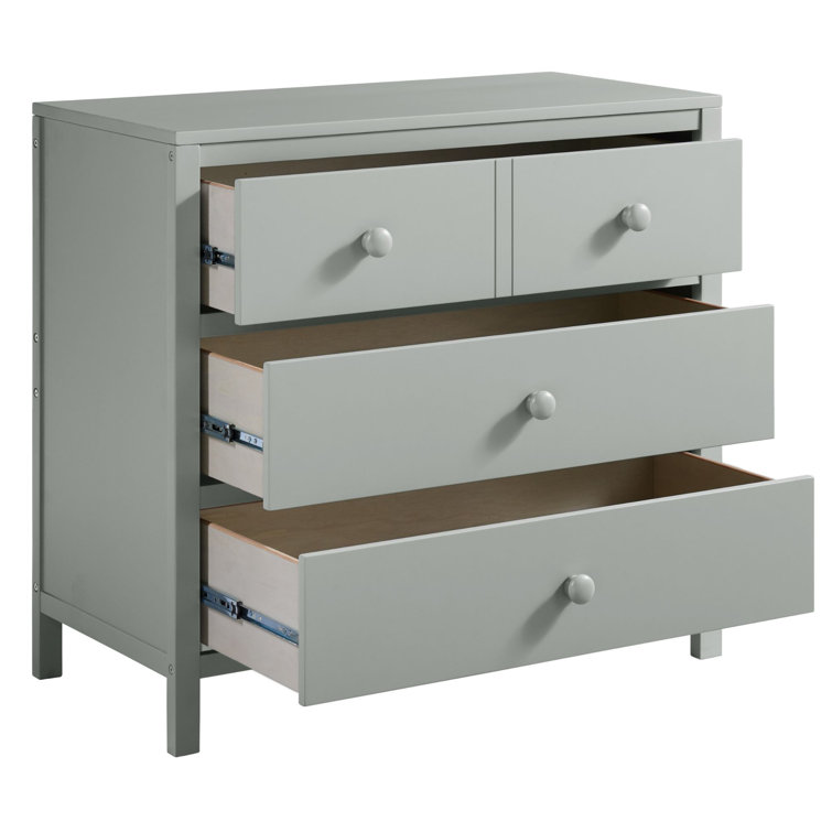 Gray Vertical Nursery Dresser with Deep Felt-Lined Drawers