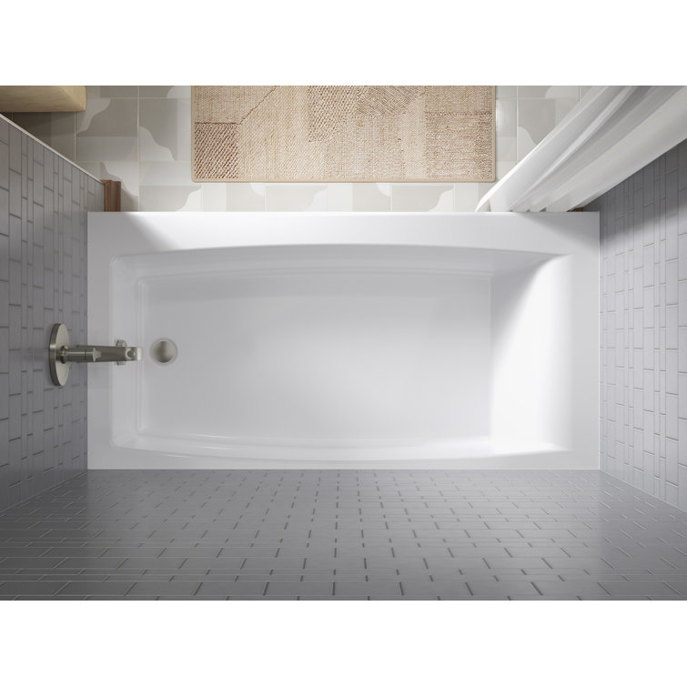 White Acrylic 60" x 30" Alcove Bath with Integral Apron